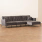 Galena Contemporary Glam and Grey Velvet Fabric and Black Finished Metal Sleeper Sectional Sofa with Right Facing Chaise FredCo