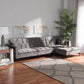 Galena Contemporary Glam and Grey Velvet Fabric and Black Finished Metal Sleeper Sectional Sofa with Right Facing Chaise FredCo