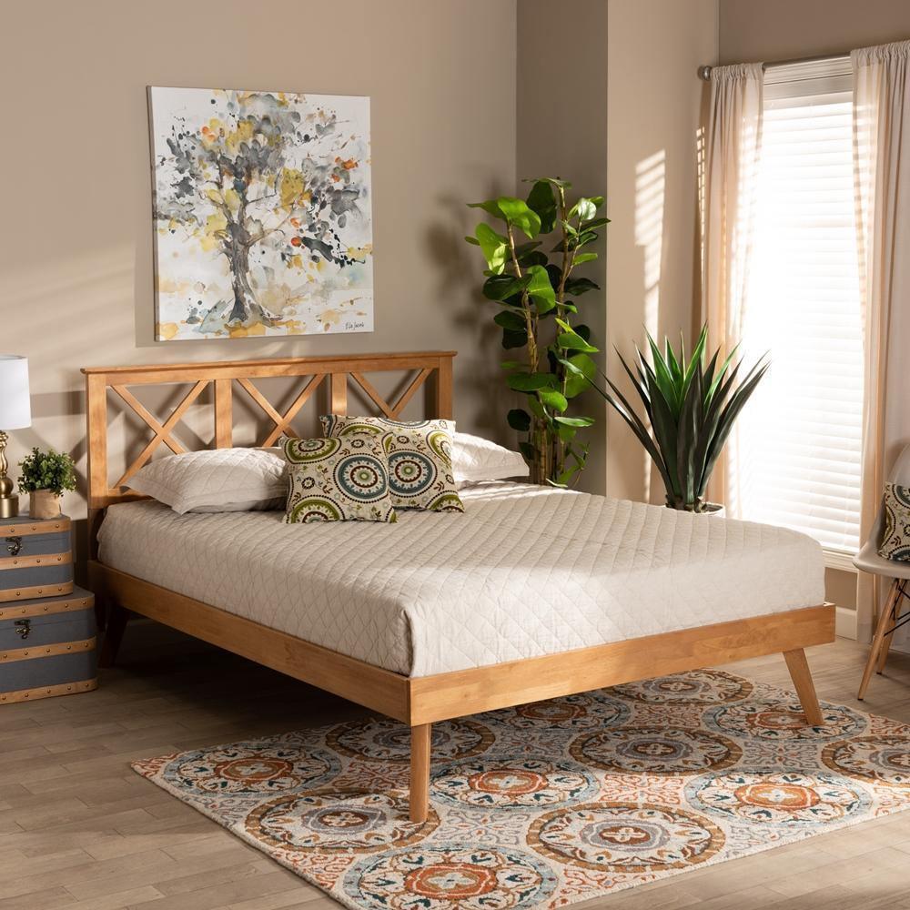 Galvin Modern and Contemporary Brown Finished Wood Full Size Platform Bed FredCo