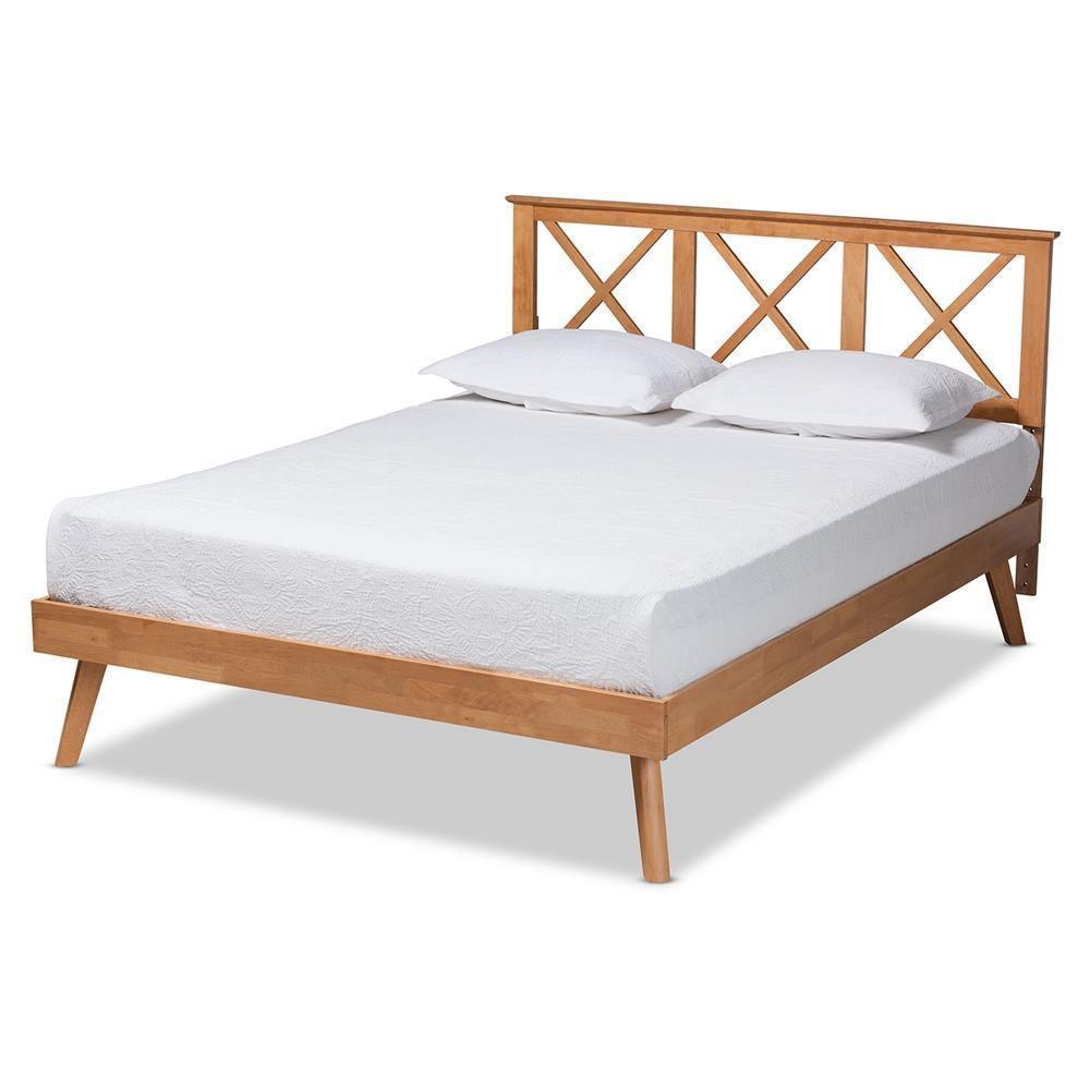 Galvin Modern and Contemporary Brown Finished Wood Full Size Platform Bed FredCo