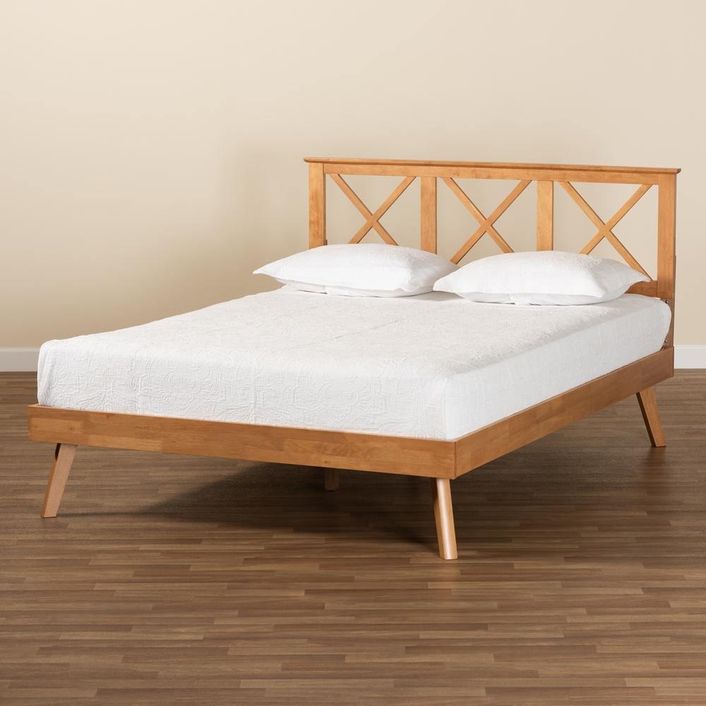 Galvin Modern and Contemporary Brown Finished Wood Full Size Platform Bed FredCo
