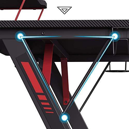 Gaming Desk with Monitor Stand and Hooks FredCo