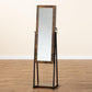 Ganit Modern and Contemporary Walnut Brown Finished Wood and Black Metal Jewelry Armoire with Mirror FredCo