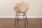 Garan Modern Bohemian Natural Brown Rattan and Black Metal Counter Stool FredCo