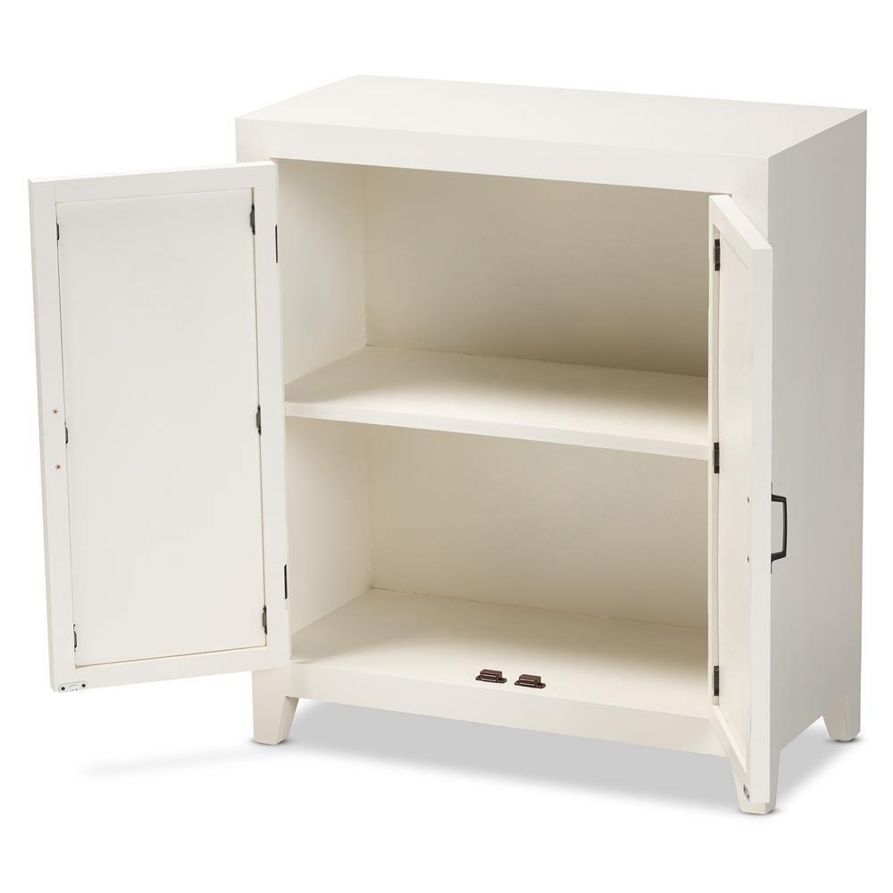 Garcelle Modern and Contemporary White Finished Wood and Mirrored Glass 2-Door Sideboard FredCo
