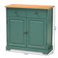Garner Modern and Contemporary Two-Tone Turquoise and Oak Brown Finished Wood 2-Drawer Kitchen Cabinet FredCo
