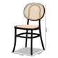 Garold Mid-Century Modern Brown Woven Rattan and Black Wood 2-Piece Cane Dining Chair Set FredCo
