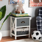 Garridan Modern and Contemporary Two-Tone Grey and White Finished Wood 1-Drawer Storage Unit with Basket FredCo