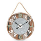 Garrison Vintage Farmhouse Silver Metal and Multicolored Wood Wall Clock FredCo