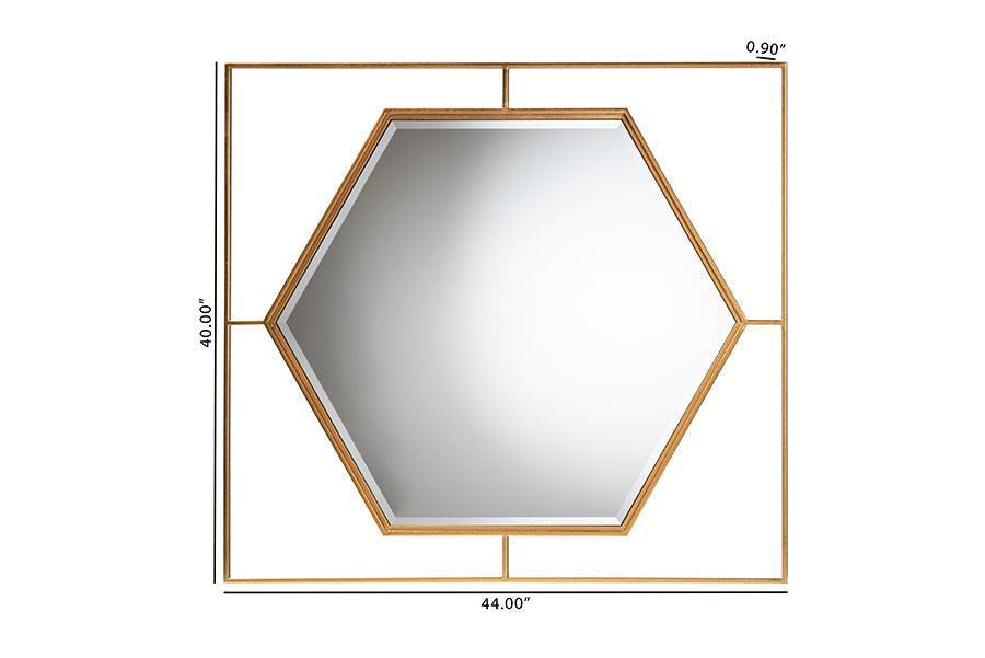 Gates Modern Glam and Luxe Antique Goldleaf Metal Accent Wall Mirror FredCo