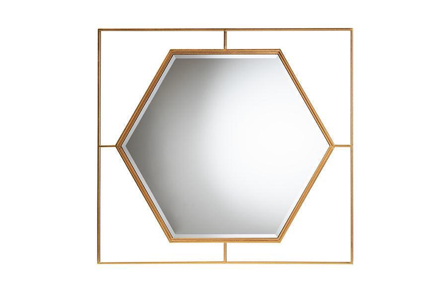 Gates Modern Glam and Luxe Antique Goldleaf Metal Accent Wall Mirror FredCo