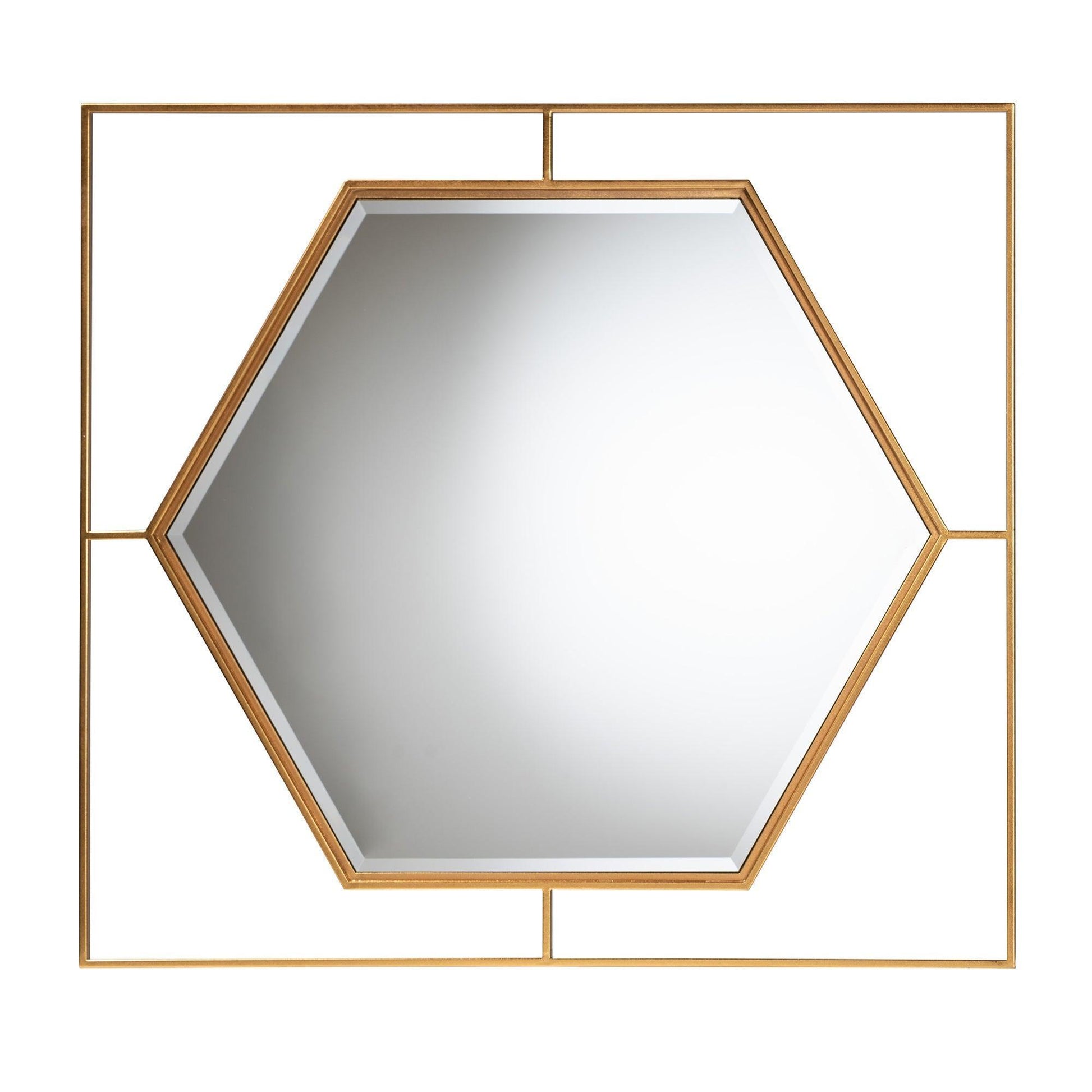 Gates Modern Glam and Luxe Antique Goldleaf Metal Accent Wall Mirror FredCo