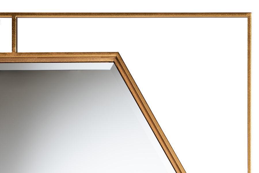 Gates Modern Glam and Luxe Antique Goldleaf Metal Accent Wall Mirror FredCo