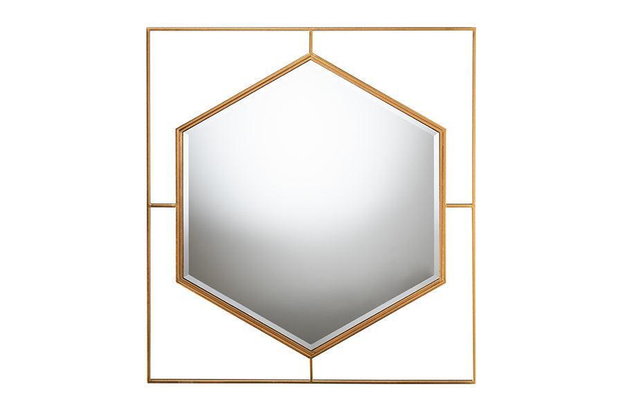 Gates Modern Glam and Luxe Antique Goldleaf Metal Accent Wall Mirror FredCo