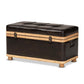 Gendry Modern Rustic Transitional Dark Brown Faux Leather Upholstered and Oak Brown Finished Wood Large Storage Ottoman FredCo