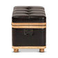 Gendry Modern Rustic Transitional Dark Brown Faux Leather Upholstered and Oak Brown Finished Wood Large Storage Ottoman FredCo