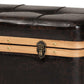 Gendry Modern Rustic Transitional Dark Brown Faux Leather Upholstered and Oak Brown Finished Wood Large Storage Ottoman FredCo