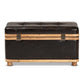 Gendry Modern Rustic Transitional Dark Brown Faux Leather Upholstered and Oak Brown Finished Wood Large Storage Ottoman FredCo