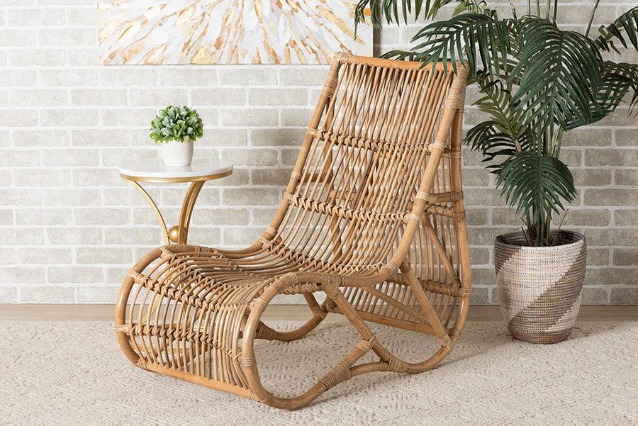 Genera Modern Bohemian Natural Rattan Lounge Chair FredCo