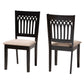 Genesis Modern Beige Fabric and Dark Brown Finished Wood 2-Piece Dining Chair Set FredCo
