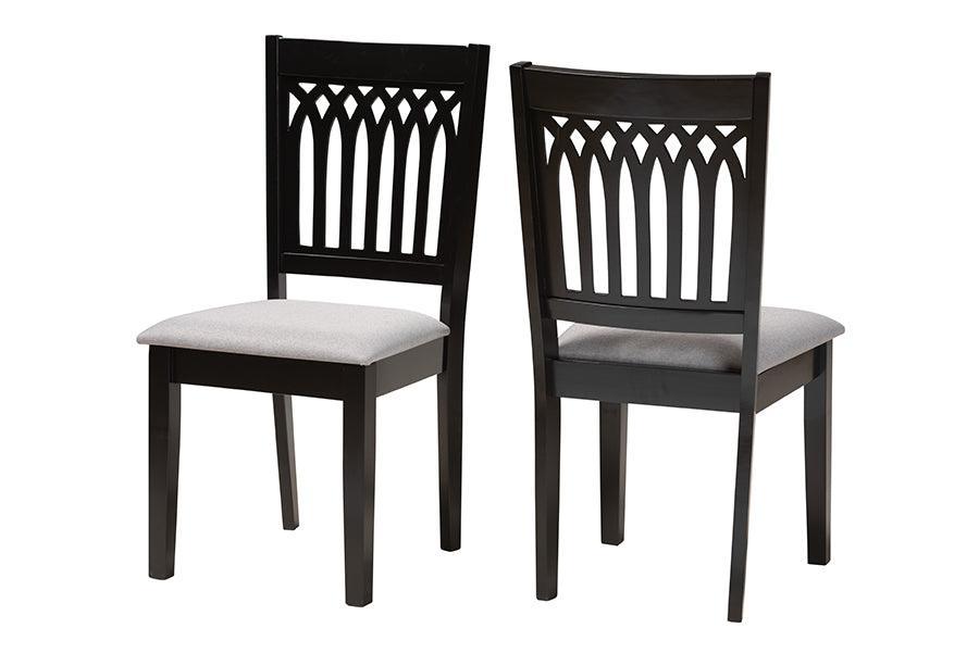 Genesis Modern Grey Fabric and Dark Brown Finished Wood 2-Piece Dining Chair Set FredCo