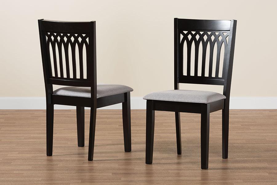 Genesis Modern Grey Fabric and Dark Brown Finished Wood 2-Piece Dining Chair Set FredCo