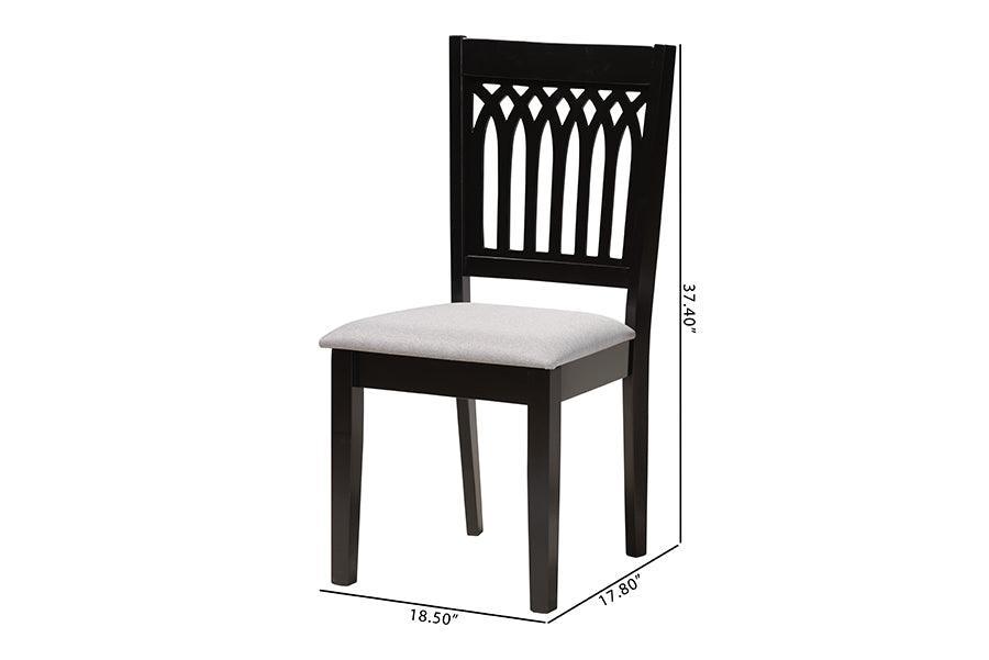 Genesis Modern Grey Fabric and Dark Brown Finished Wood 2-Piece Dining Chair Set FredCo