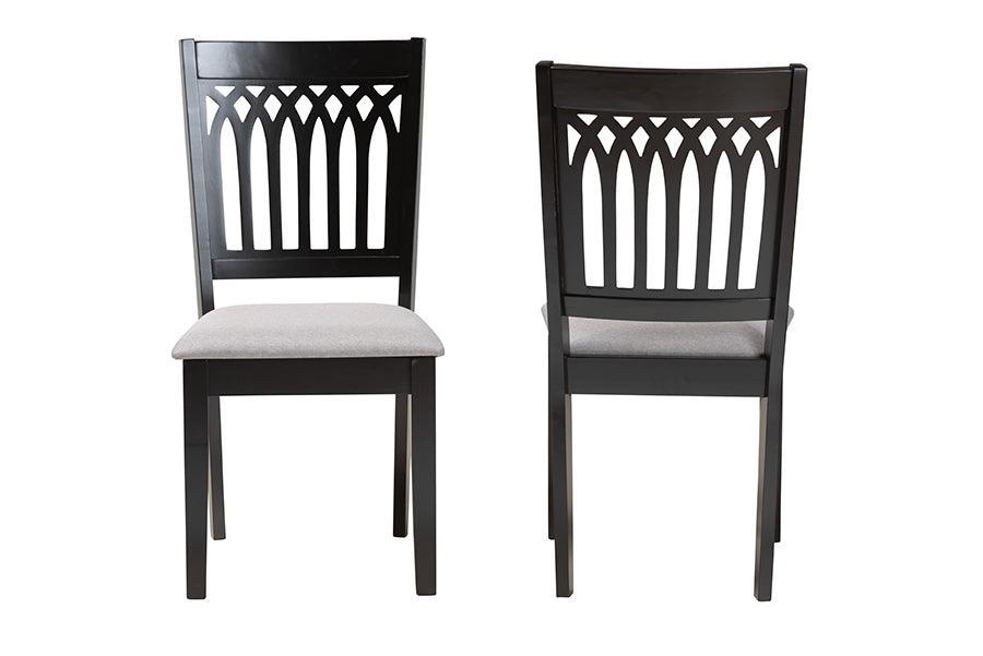 Genesis Modern Grey Fabric and Dark Brown Finished Wood 2-Piece Dining Chair Set FredCo