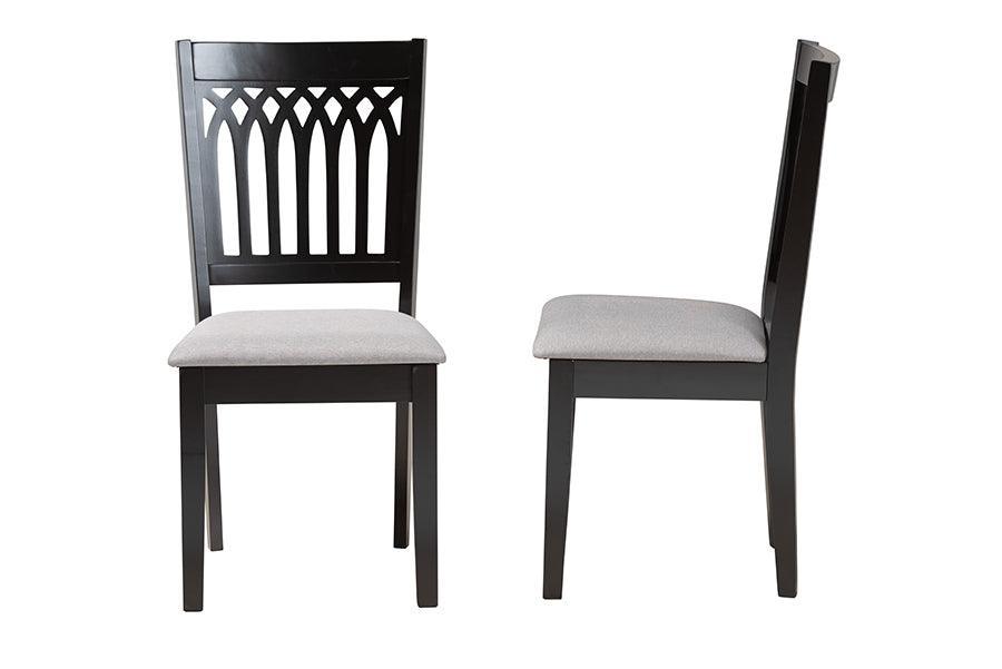 Genesis Modern Grey Fabric and Dark Brown Finished Wood 2-Piece Dining Chair Set FredCo