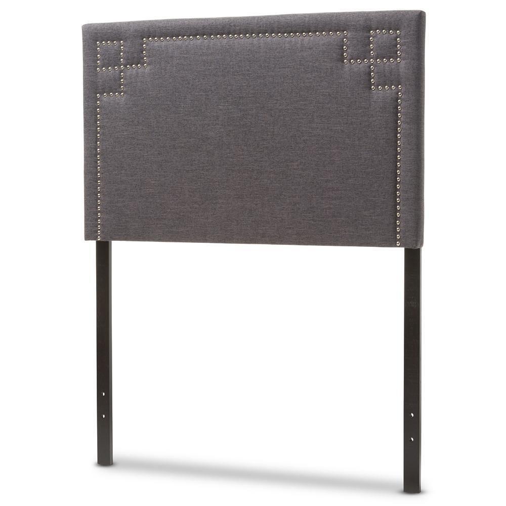 Geneva Modern and Contemporary Dark Grey Fabric Upholstered Twin Size Headboard FredCo