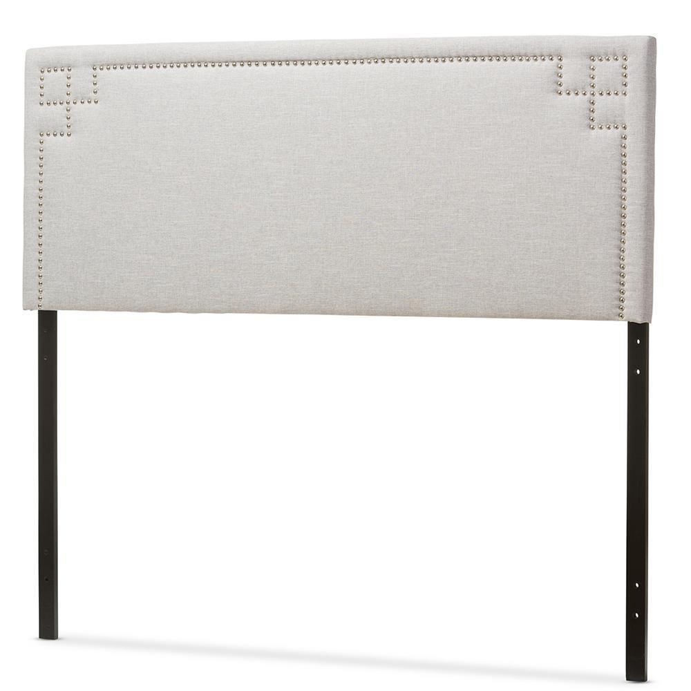 Geneva Modern and Contemporary Greyish Beige Fabric Upholstered Full Size Headboard FredCo