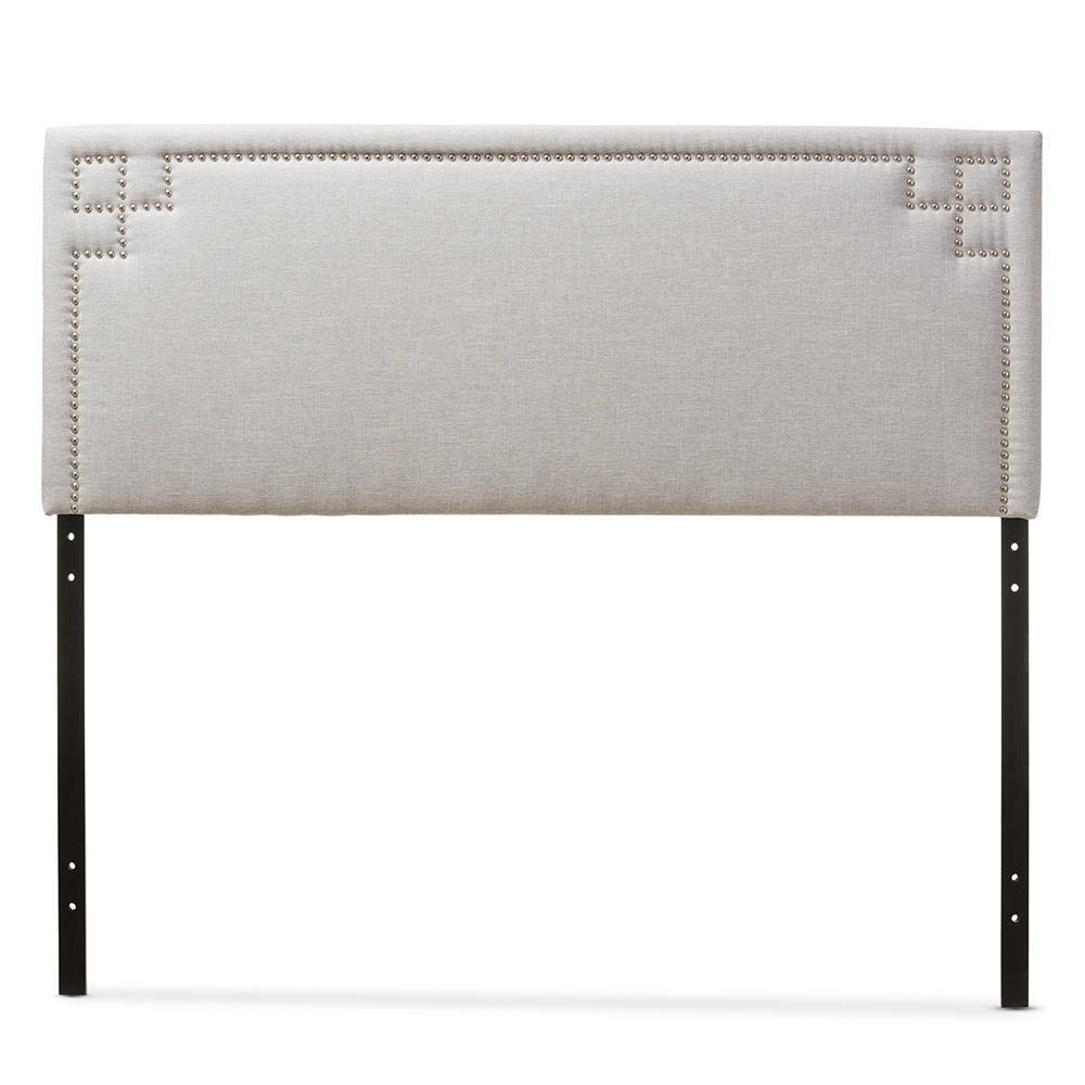 Geneva Modern and Contemporary Greyish Beige Fabric Upholstered Full Size Headboard FredCo