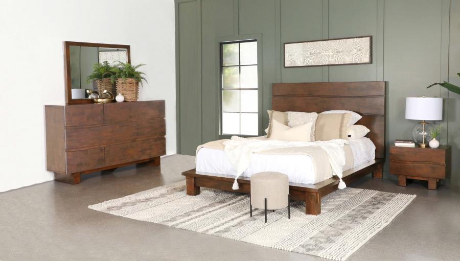 Genevieve 4-piece Queen Platform Bedroom Set Dark Brown Coaster FredCo