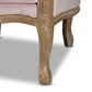 Genevieve Traditional French Provincial Light Pink Velvet Upholstered White-Washed Oak Wood Armchair FredCo