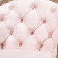 Genevieve Traditional French Provincial Light Pink Velvet Upholstered White-Washed Oak Wood Armchair FredCo