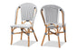 Genica Classic French Black and White Weaving and Natural Brown Rattan Dining Chair FredCo