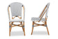 Genica Classic French Black and White Weaving and Natural Brown Rattan Dining Chair FredCo