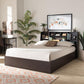 Geoffrey Modern and Contemporary Dark Brown Finished Wood Queen Size Platform Storage Bed with Shelves FredCo