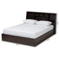 Geoffrey Modern and Contemporary Dark Brown Finished Wood Queen Size Platform Storage Bed with Shelves FredCo