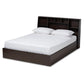 Geoffrey Modern and Contemporary Dark Brown Finished Wood Queen Size Platform Storage Bed with Shelves FredCo