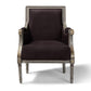 Georgette Classic and Traditional French Inspired Brown Velvet Upholstered Grey Finished Armchair with Goldleaf Detailing FredCo
