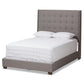 Georgette Modern and Contemporary Light Grey Fabric Upholstered King Size Bed FredCo
