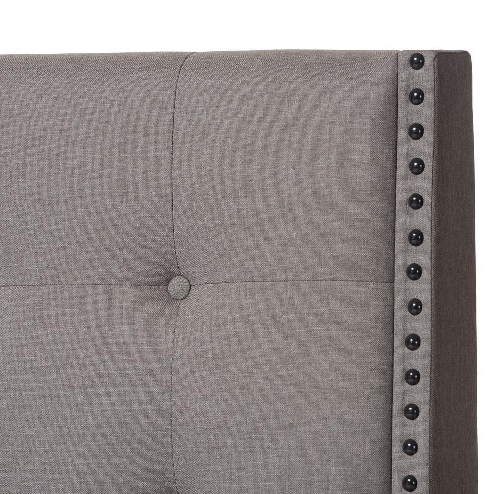 Georgette Modern and Contemporary Light Grey Fabric Upholstered Queen Size Bed FredCo