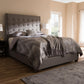 Georgette Modern and Contemporary Light Grey Fabric Upholstered Queen Size Bed FredCo