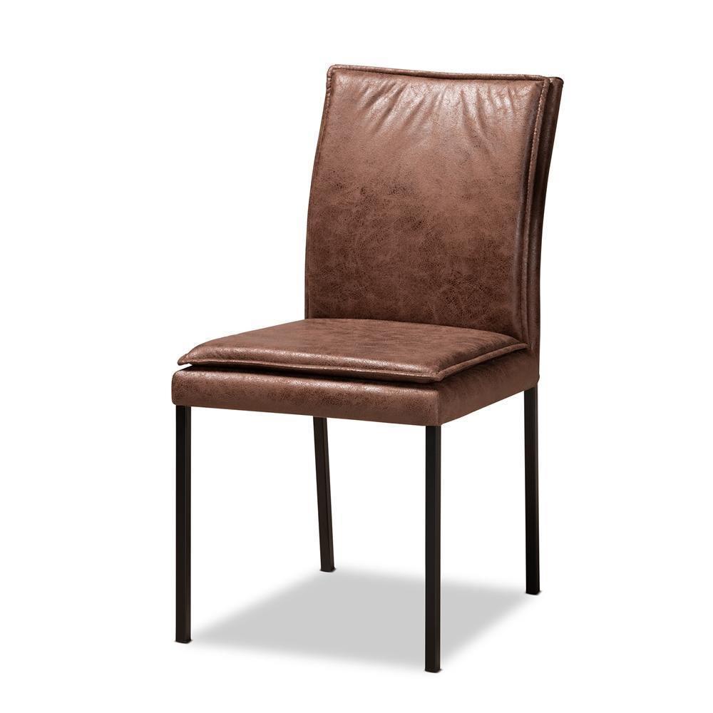 Gerard Modern and Contemporary Brown Fabric and Black Finished Metal with Walnut Brown Finished Wood 7-Piece Dining Set FredCo