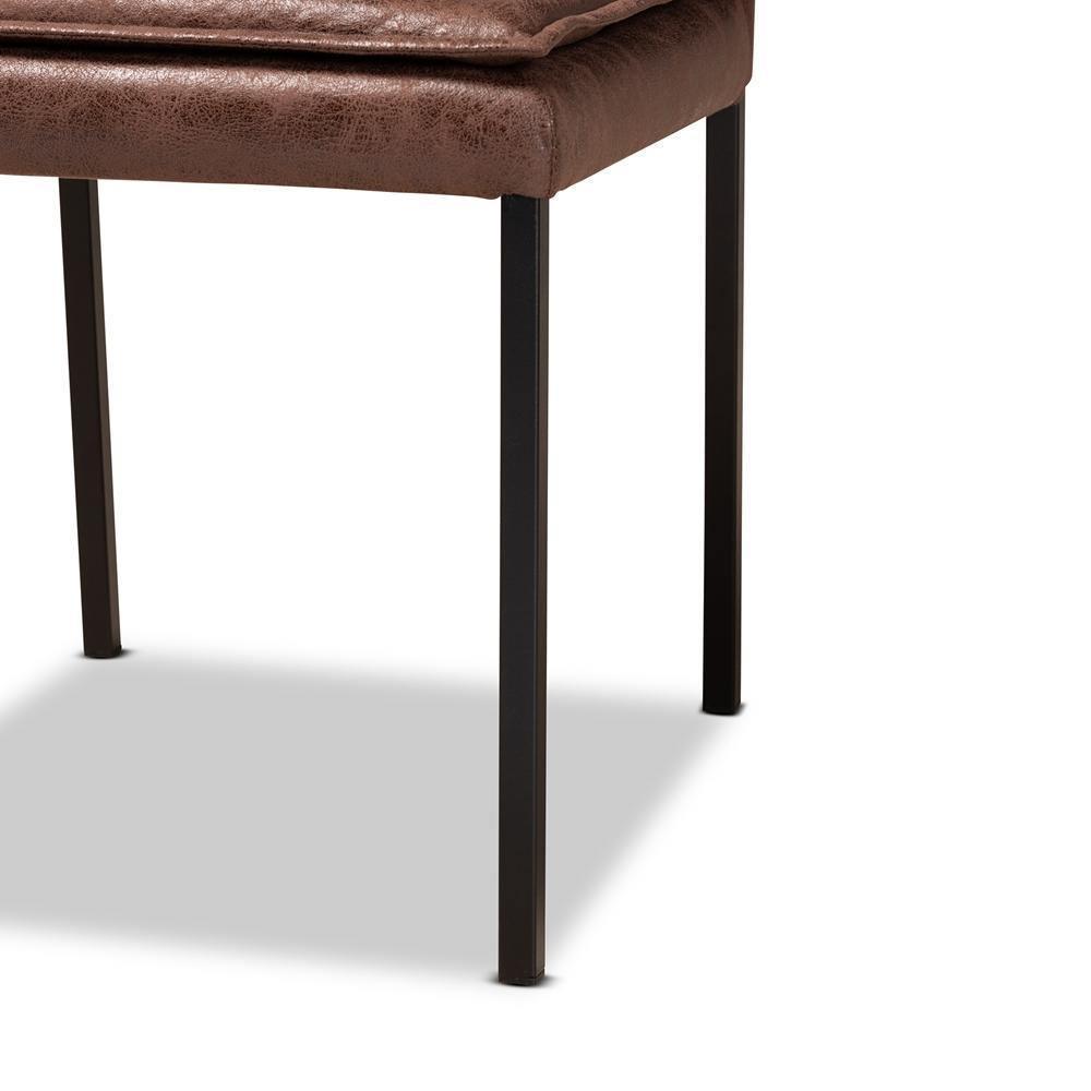 Gerard Modern and Contemporary Brown Fabric and Black Finished Metal with Walnut Brown Finished Wood 7-Piece Dining Set FredCo