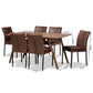 Gerard Modern and Contemporary Brown Fabric and Black Finished Metal with Walnut Brown Finished Wood 7-Piece Dining Set FredCo