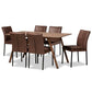 Gerard Modern and Contemporary Brown Fabric and Black Finished Metal with Walnut Brown Finished Wood 7-Piece Dining Set FredCo