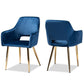 Germaine Glam and Luxe Navy Blue Velvet Fabric Upholstered Gold Finished 2-Piece Metal Dining Chair Set FredCo