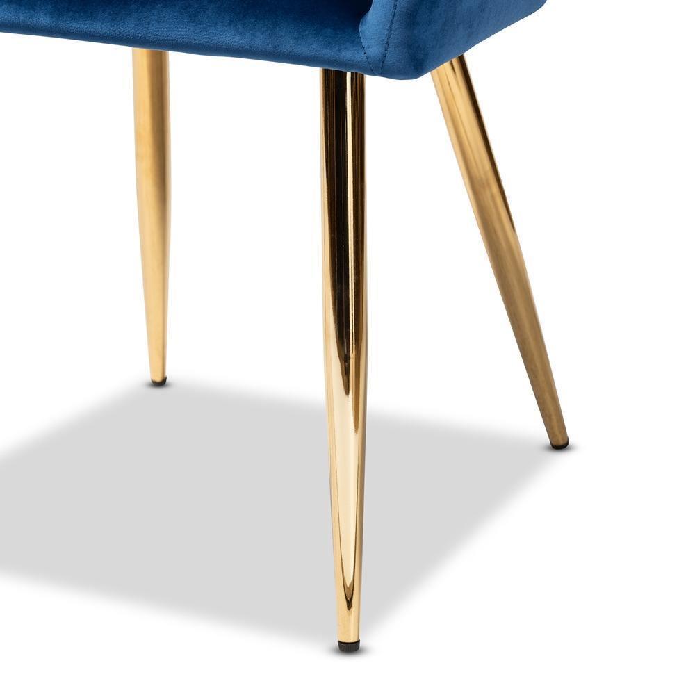 Germaine Glam and Luxe Navy Blue Velvet Fabric Upholstered Gold Finished 2-Piece Metal Dining Chair Set FredCo